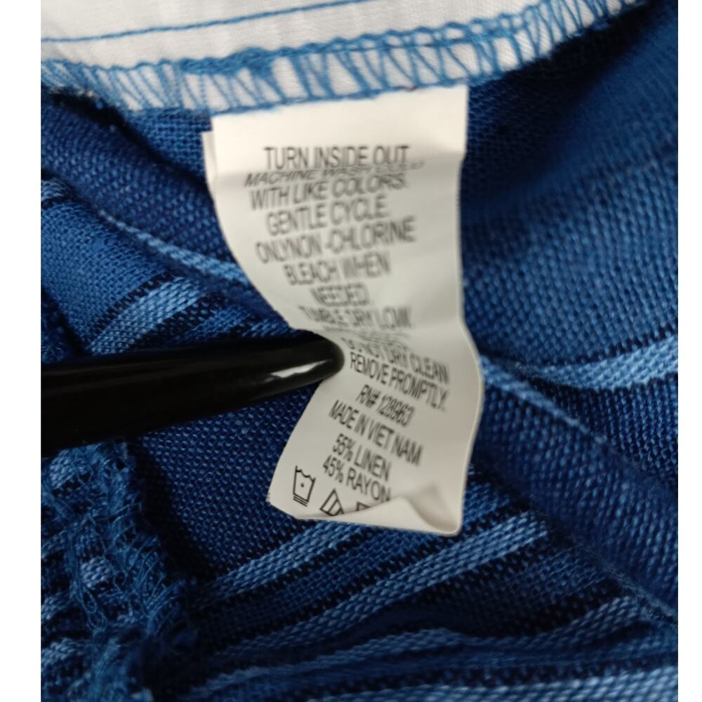 Indigo Rein Linen Blend‎ Pants Women's Large 32X28 Blue Striped Wide Leg Beach - Picture 6 of 14